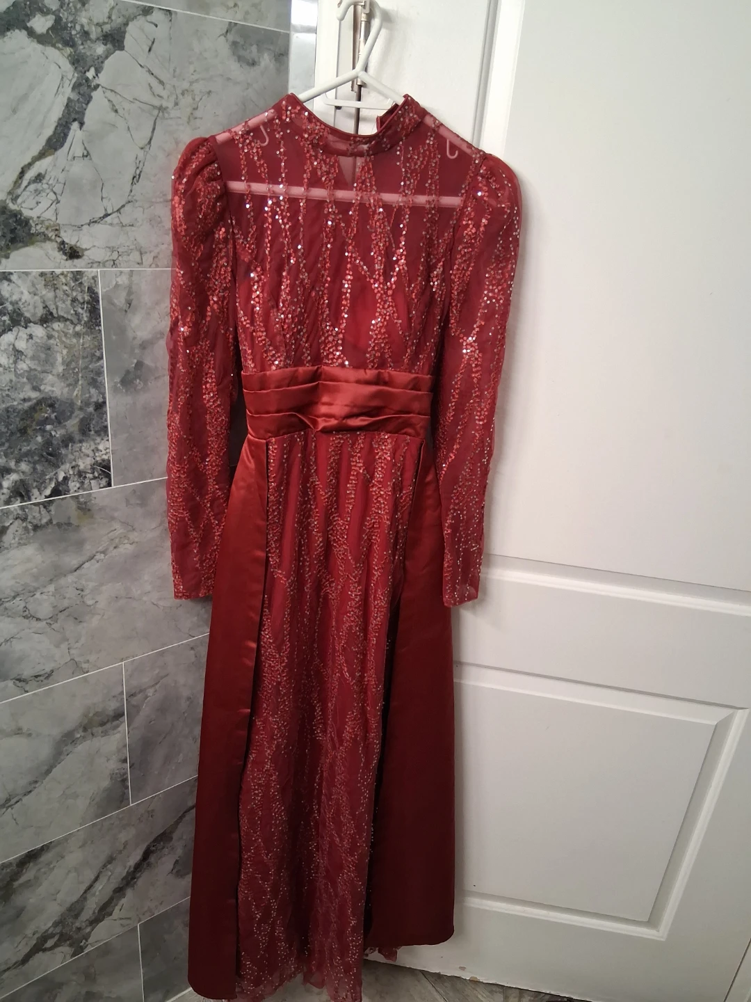 Red Sequin Evening Gown - photo 2