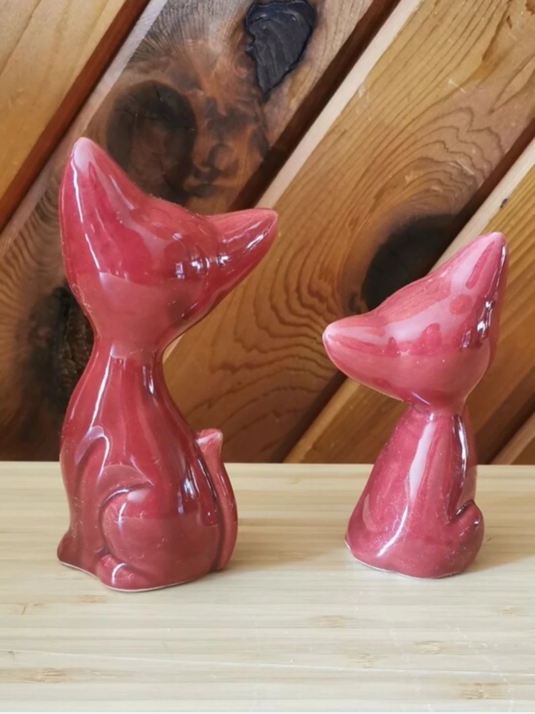 Vintage Hand Painted Ceramic Cat Figurines Pair Mid Century - photo 4