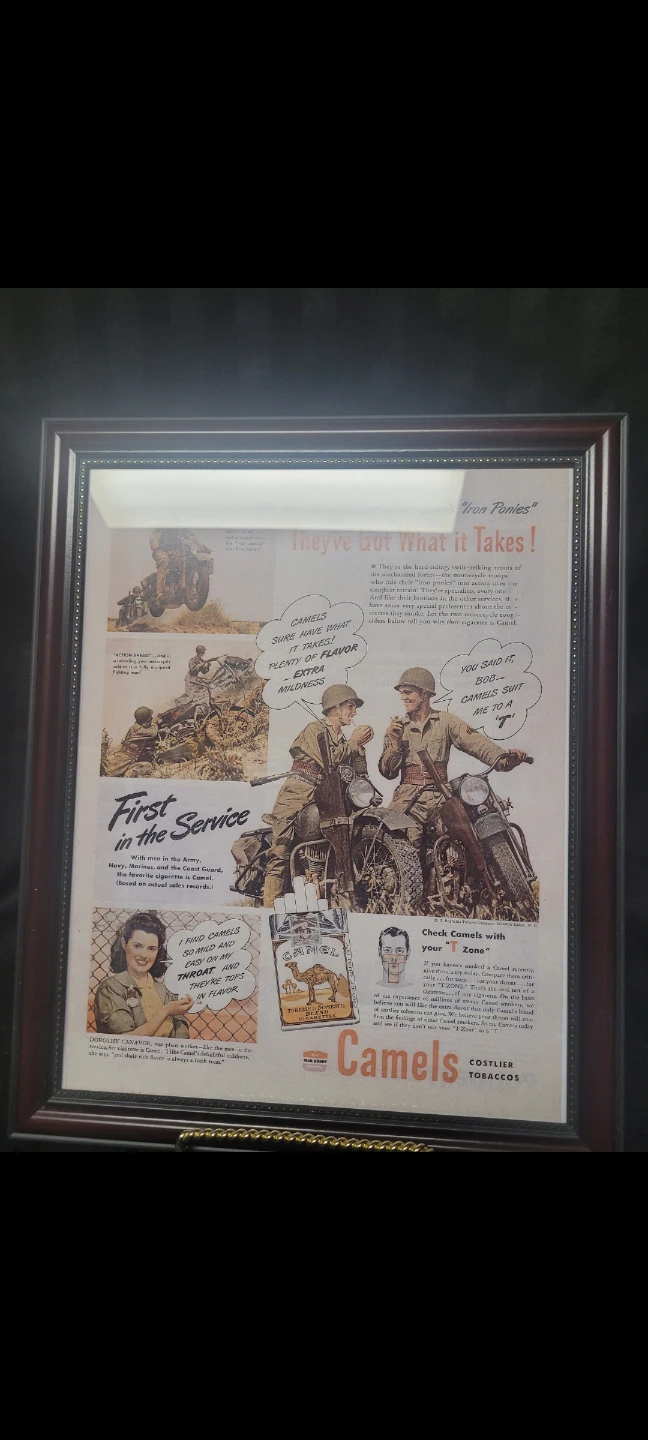 Framed Vintage Camel Cigarettes Advertisement