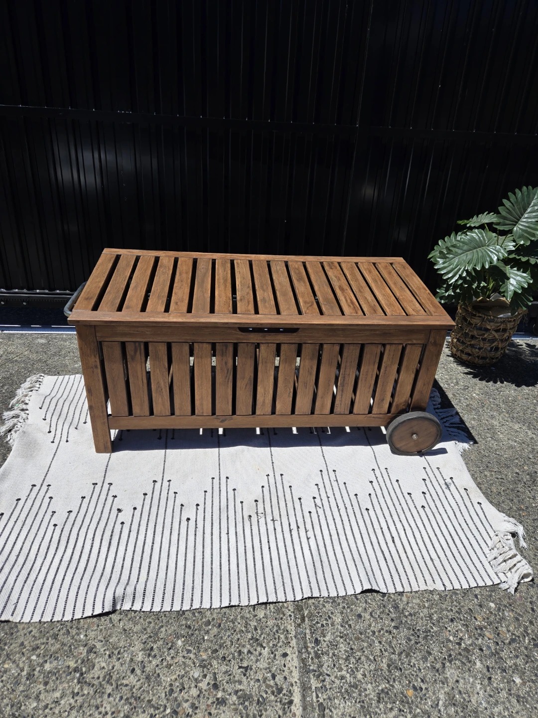 NEW ikea applaro bench outdoor storage table on wheels - photo 3