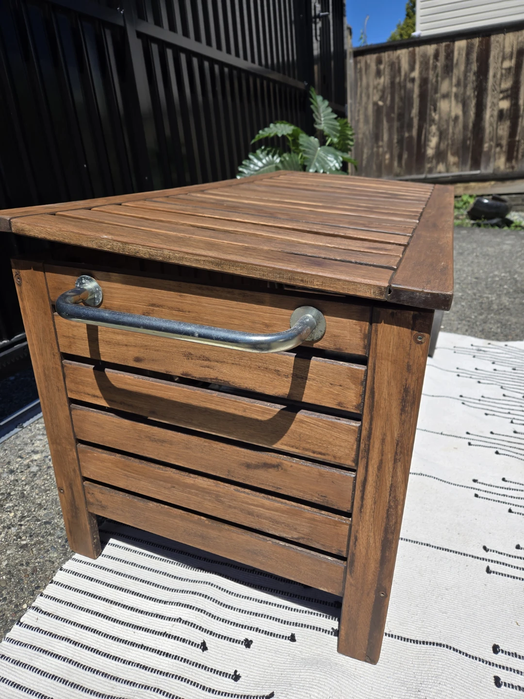 NEW ikea applaro bench outdoor storage table on wheels - photo 4