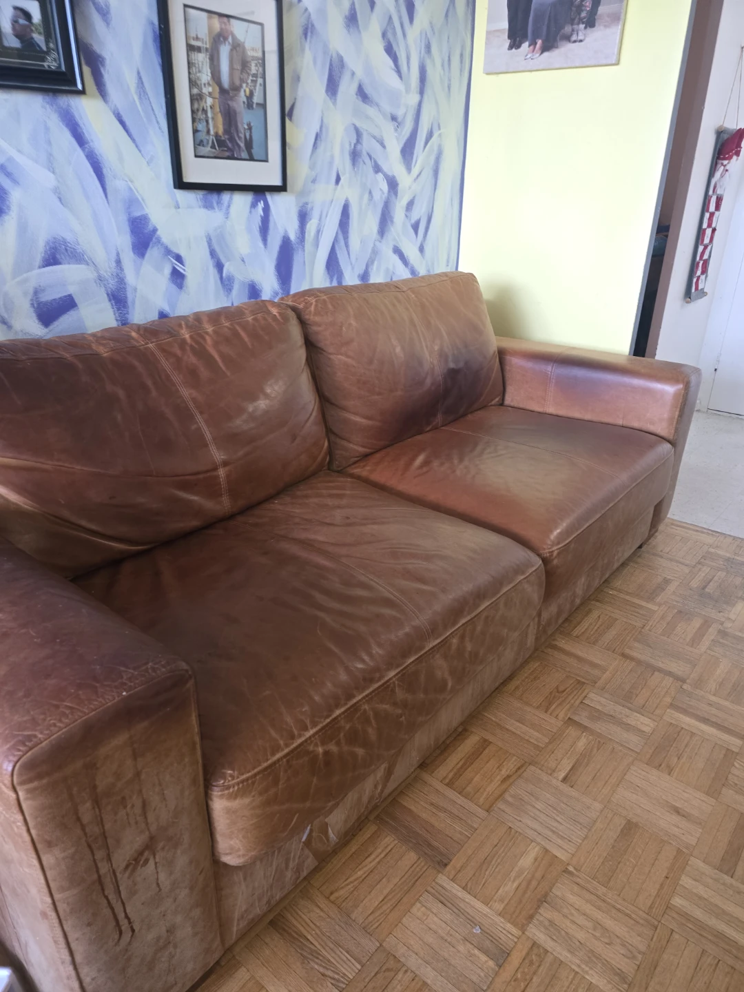 Brown Leather Sofa - photo 2