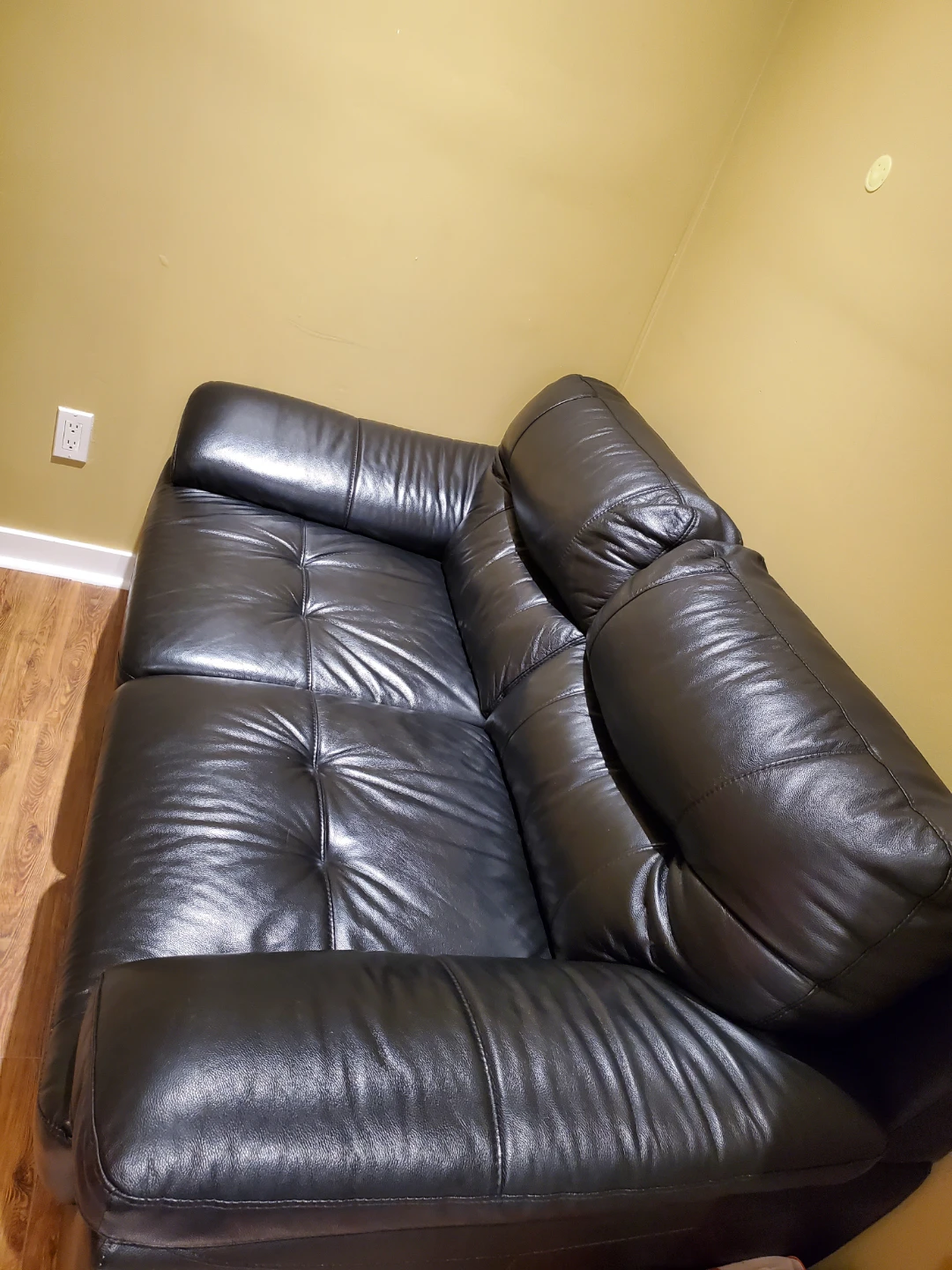 Black Genuine Leather Sofa