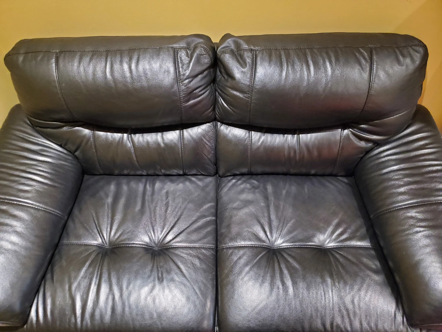 Black Genuine Leather Sofa - photo 2