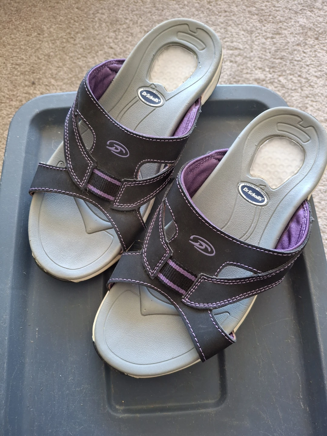 Dr. Scholl's Black & Purple Sandals