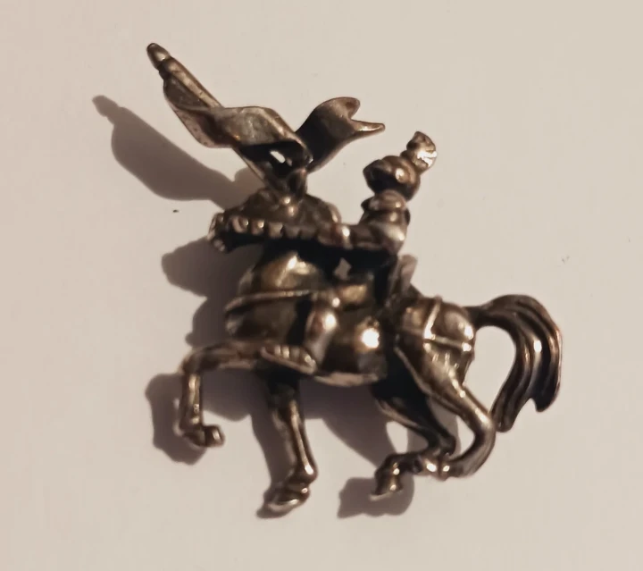 Sterling Silver Knight on Horseback Brooch