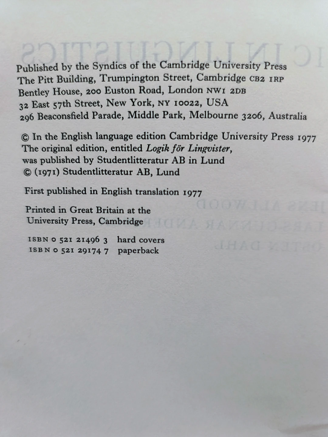 Logic in Linguistics, 1977 vintage book - photo 5