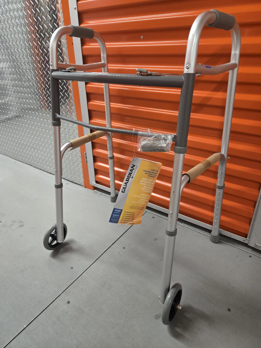Medline Guardian Junior 2-Button Folding Walker - Shorter Size