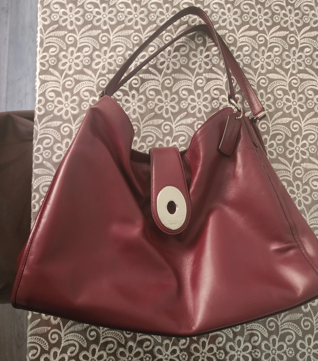Coach Burgundy Leather Shoulder Bag
