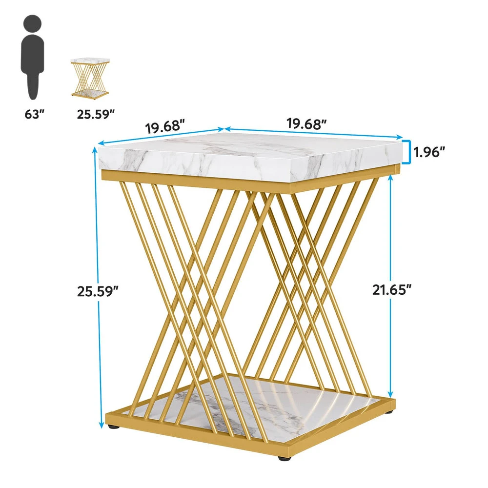 Square Side Table White Gold - photo 2