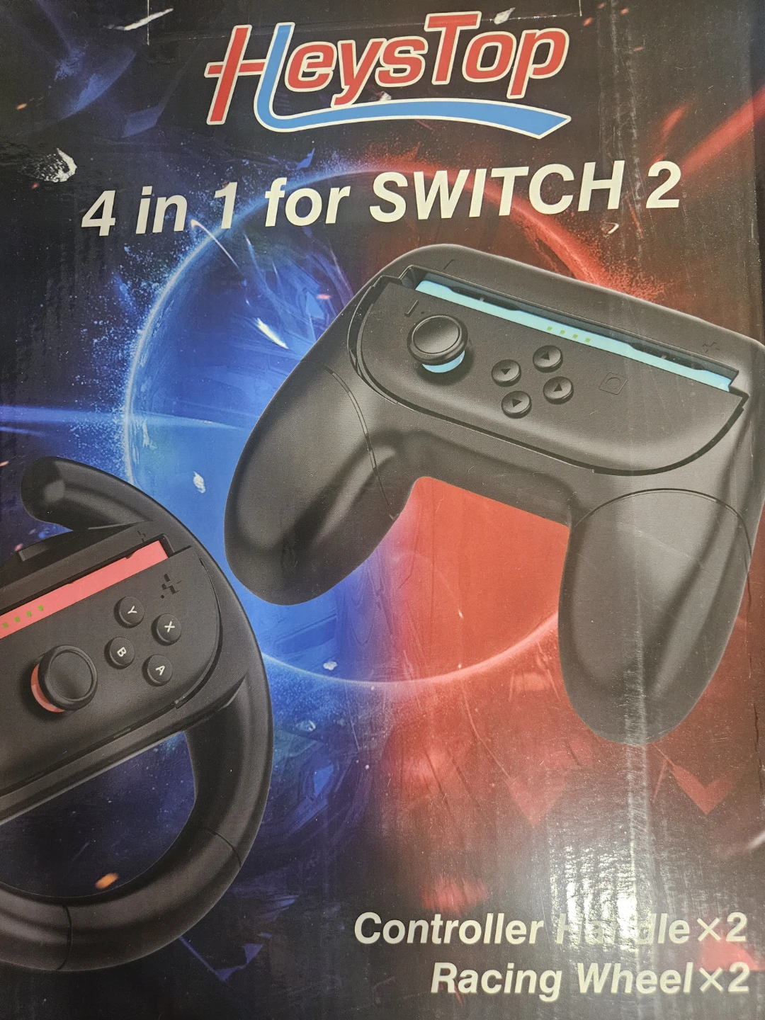 HeysTop 4-in-1 Controller Handle & Racing Wheel for Switch 2