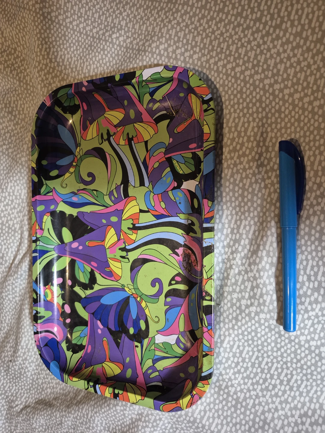 Psychedelic Mushroom and Butterfly Rolling Tray