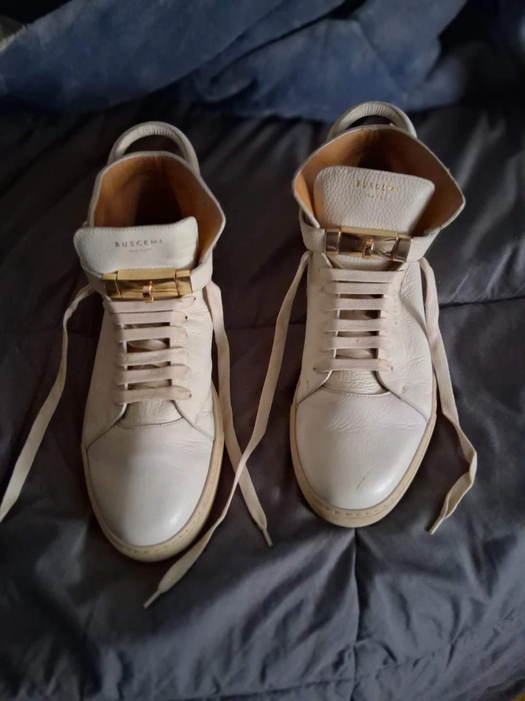 Buscemi White Leather High Top Sneakers