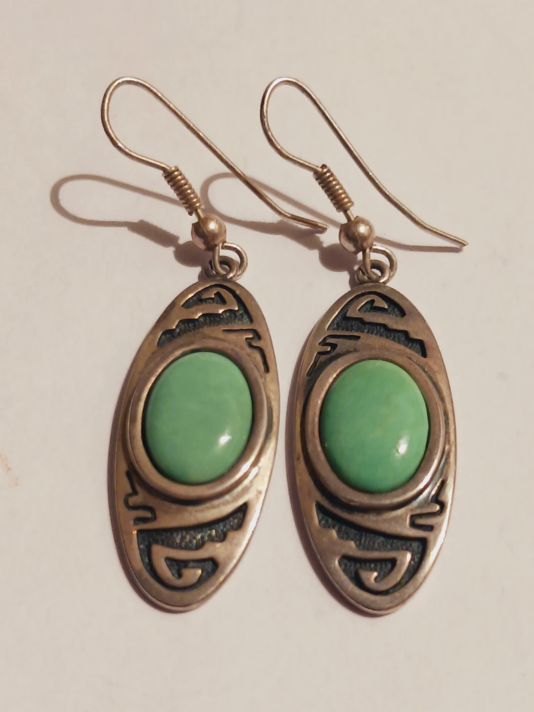 Native American Sterling Silver 925 Turquoise Dangle Earrings - photo 2