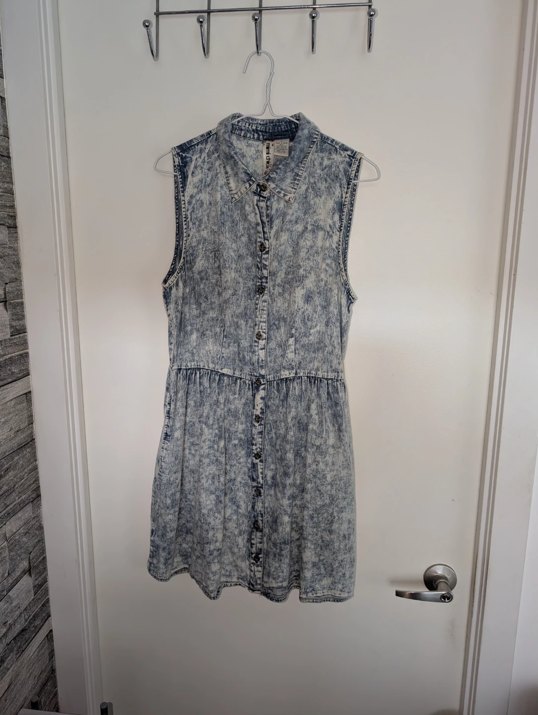 Blue Denim Acid Wash Sleeveless Dress