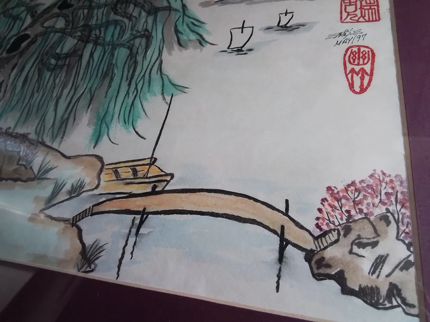 "Eyes of the Willow" – Original 1997 Sumi-e & Watercolor by Erbe - photo 5