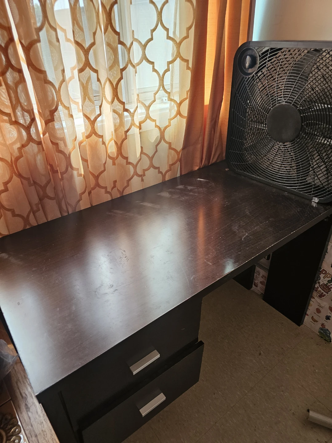 Dark Brown Desk with Drawers - photo 2