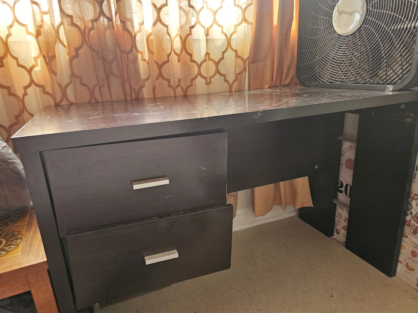 Dark Brown Desk with Drawers - photo 3