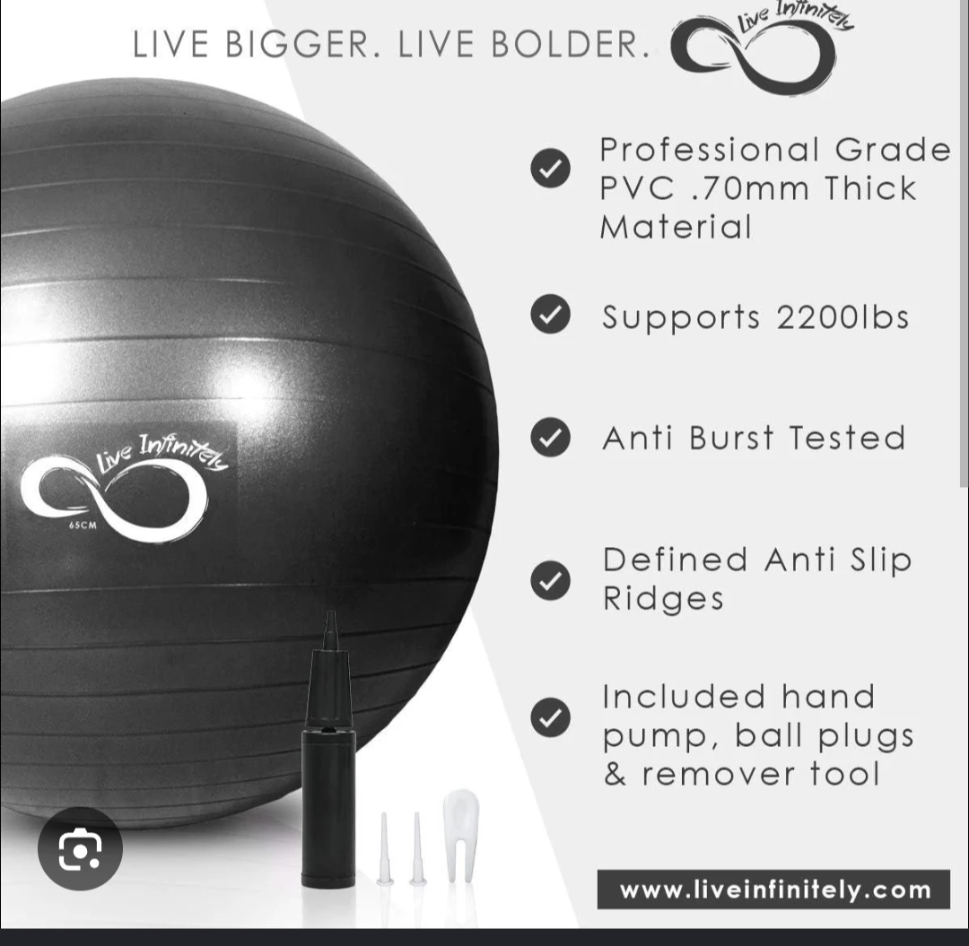Live Infinitely Exercise Ball - comes with hand pump