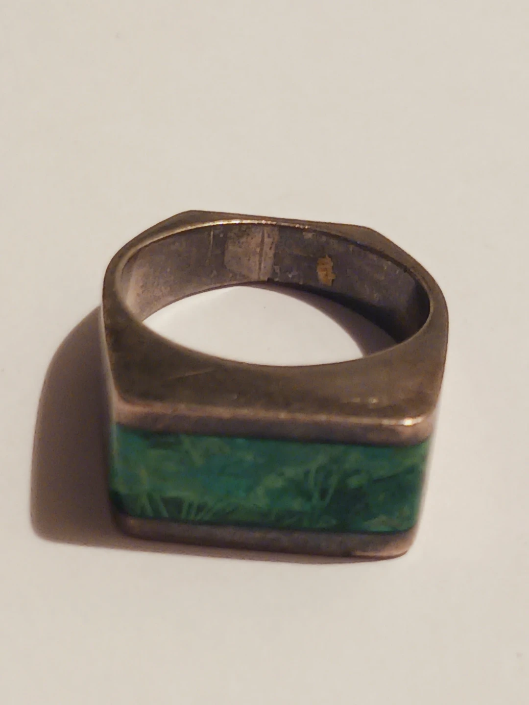 Sterling Silver Stamped 925 Israel Malachite Stone Ring. 8. - photo 5