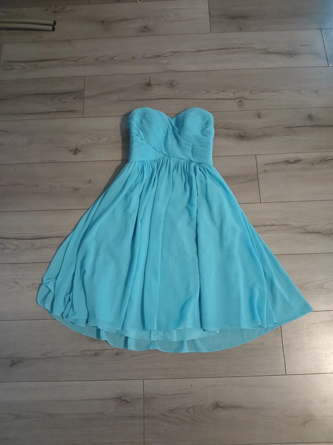 Blue Strapless Chiffon Dress