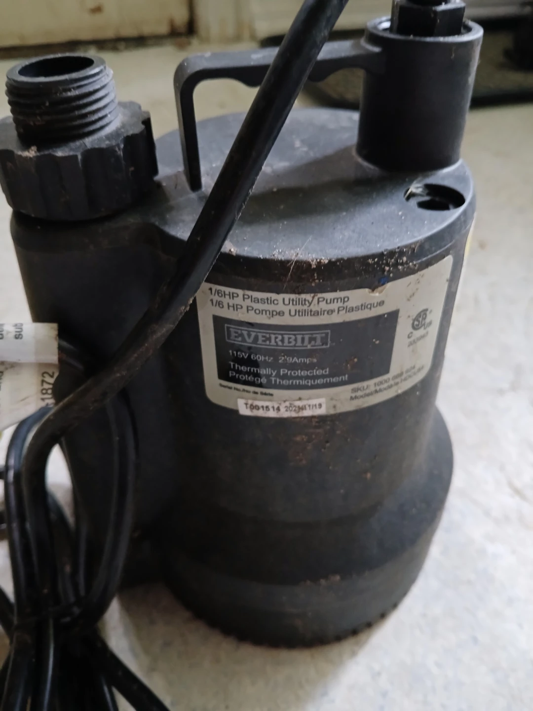 Everbilt 1/6 HP Plastic Utility Pump