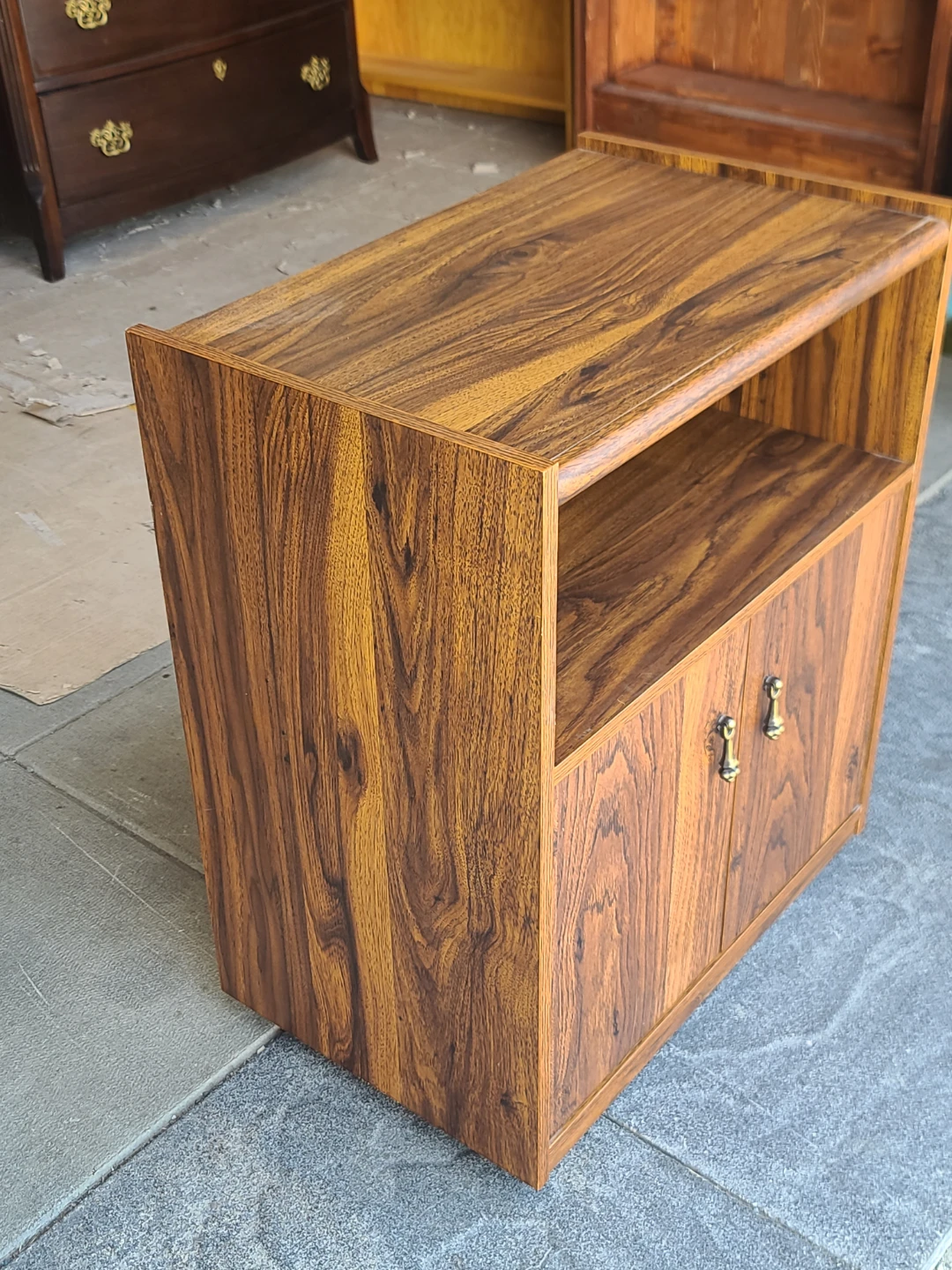 Wooden Side Table with Cabinet and Shelf - photo 2