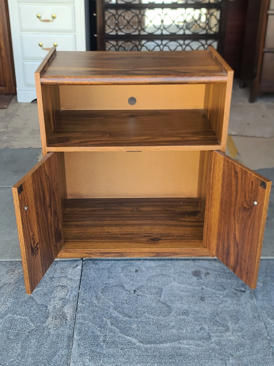 Wooden Side Table with Cabinet and Shelf - photo 3