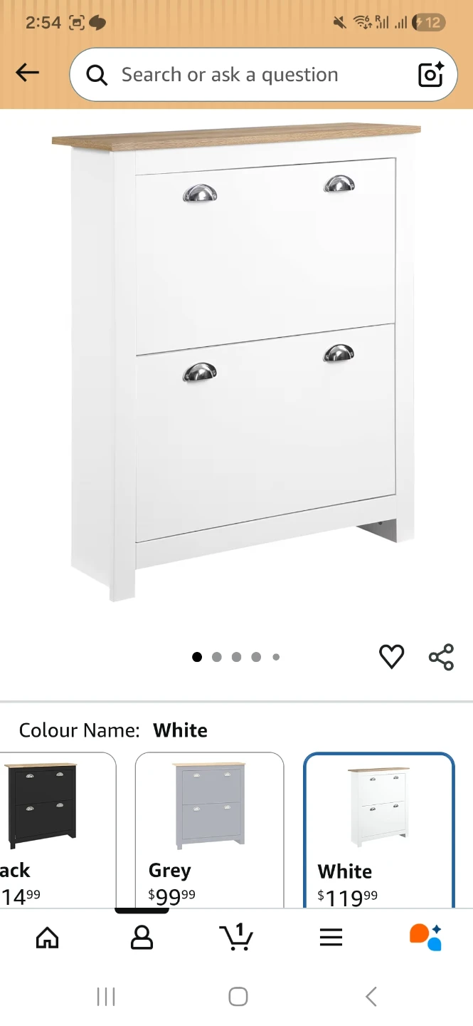 HOMCOM White Narrow Shoe Cabinet with 2 Flip Drawers