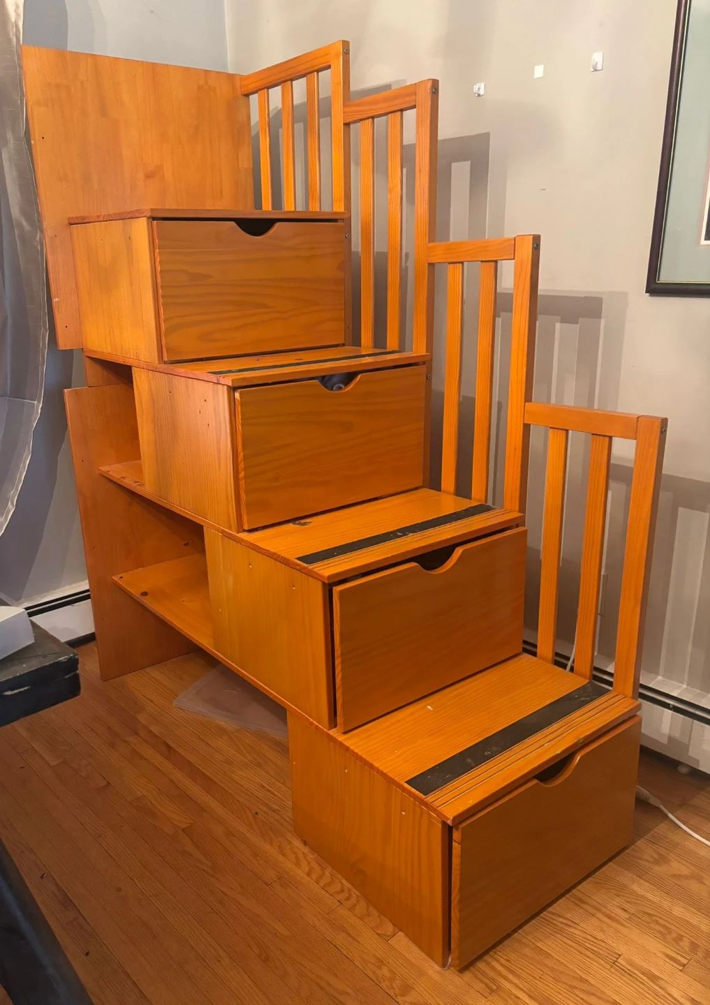 Solid wood double bunk beds with storage trundle and shelf - photo 5