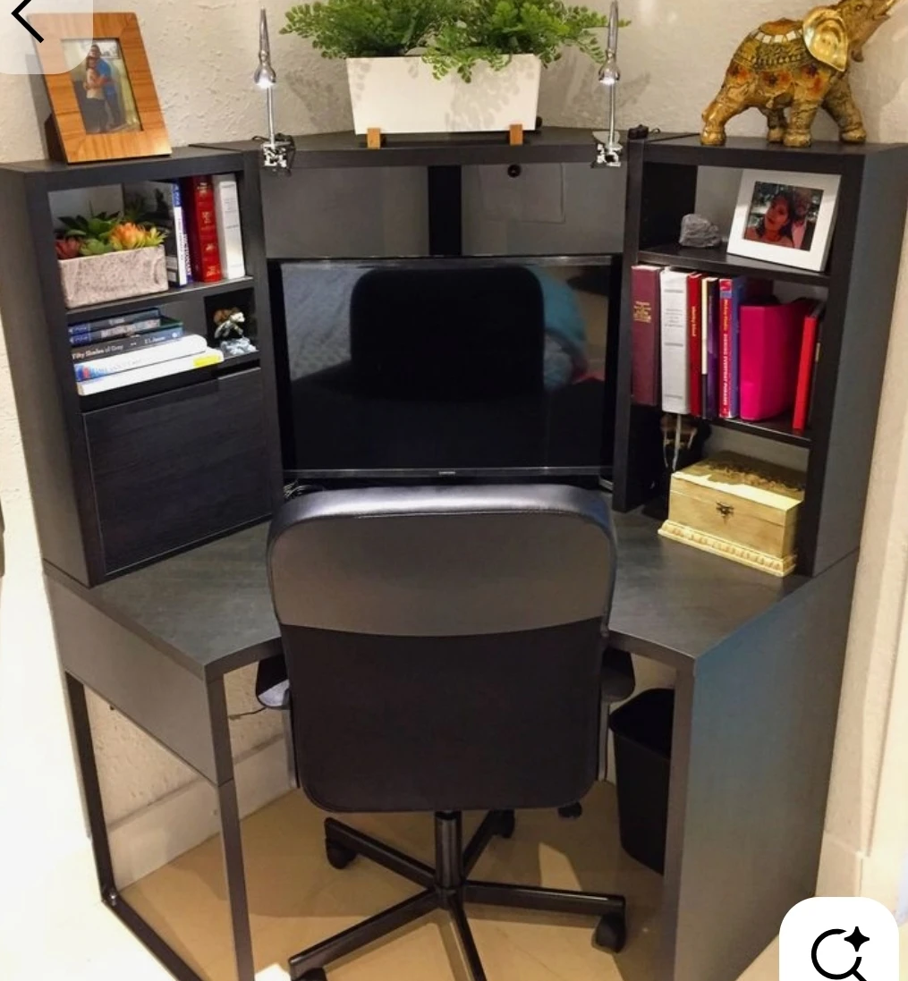 Corner Ikea desk and swivel chair