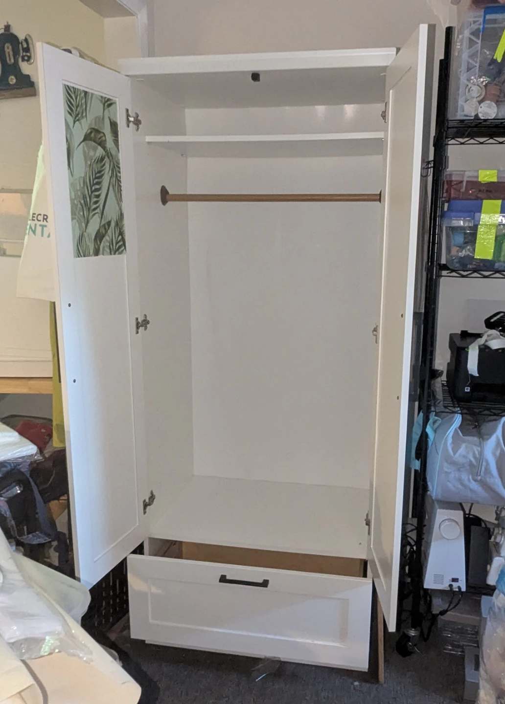 White Double Door Wardrobe with Drawer