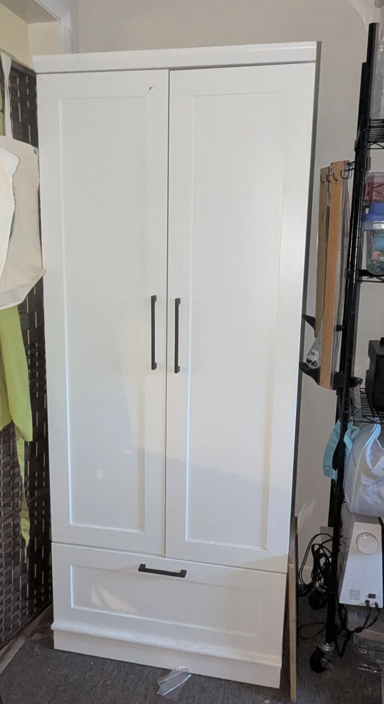 White Double Door Wardrobe with Drawer - photo 2