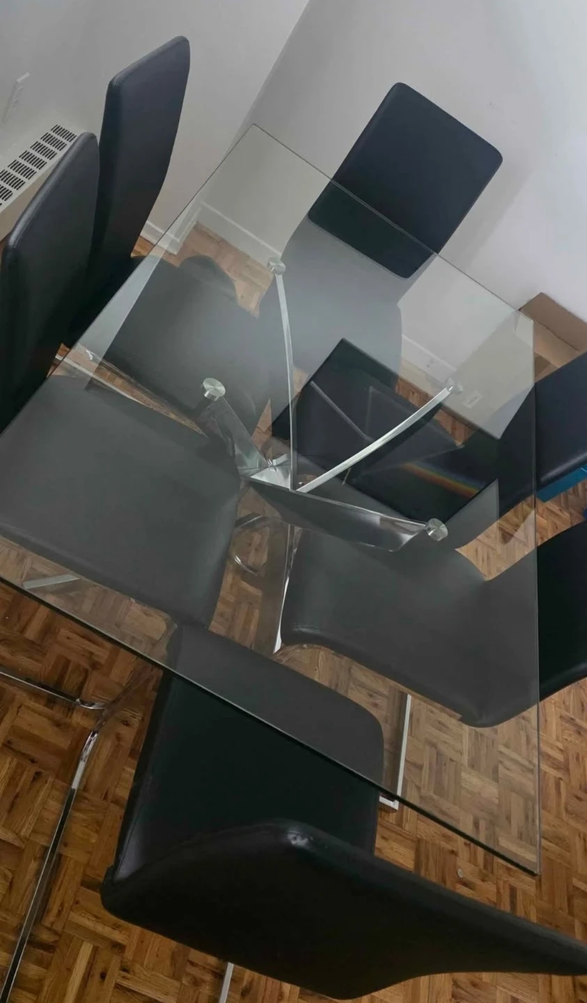 Glass Dining Table with 6 Chairs