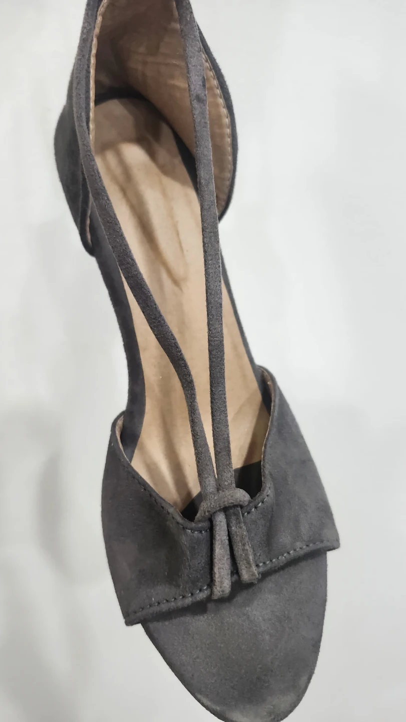 Women's Grey Suede Lace-Up Heels - photo 2