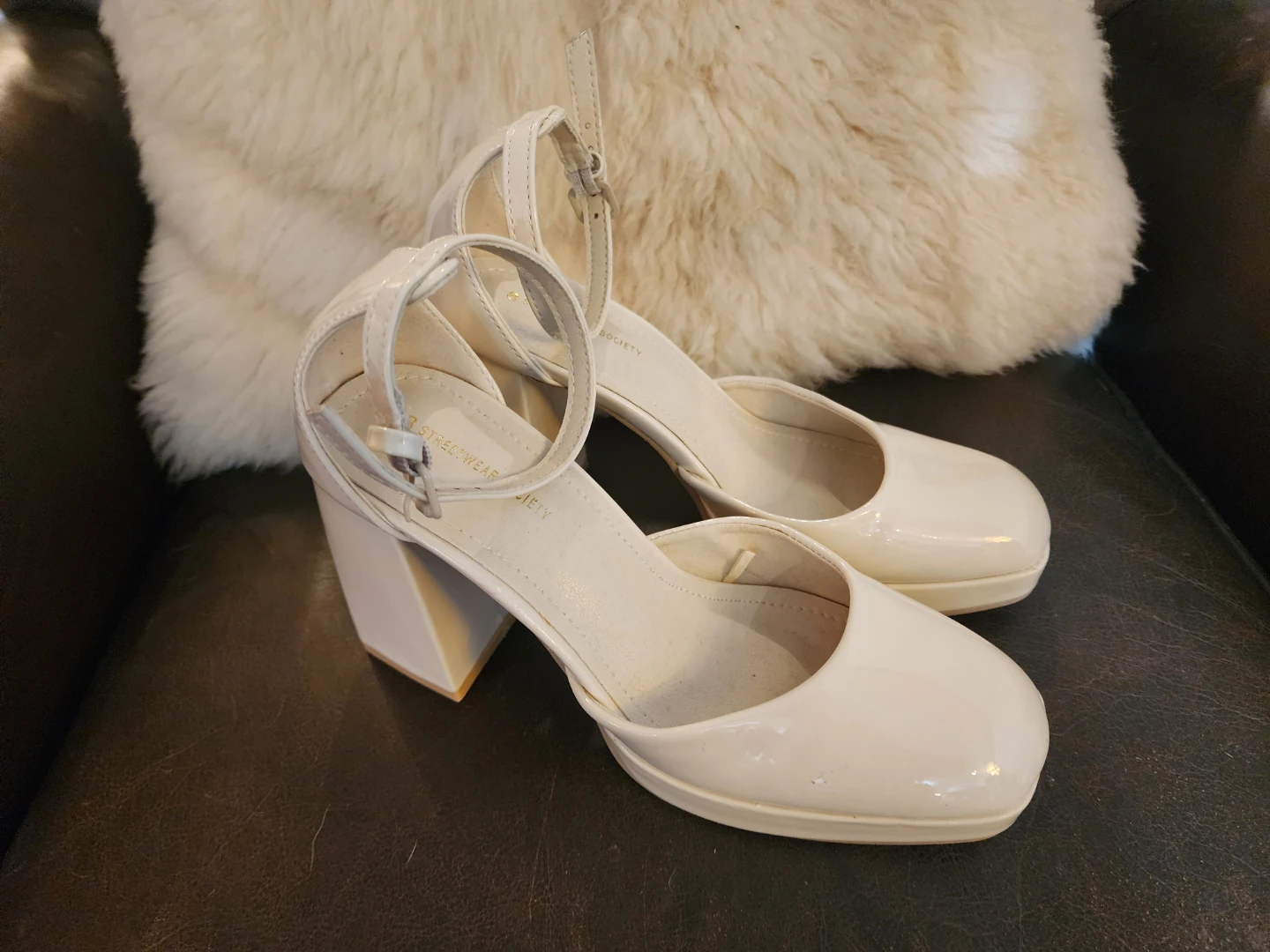 Streetwear Society Cream Platform Heels - Size 8