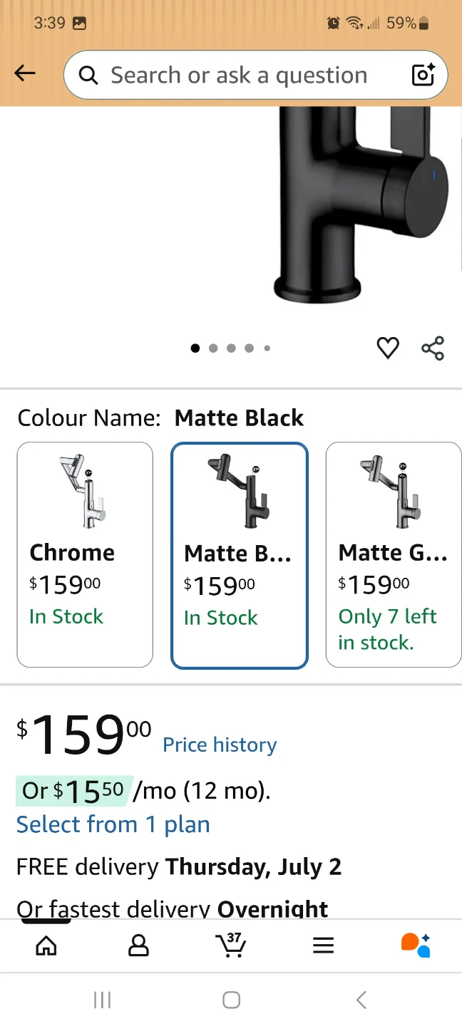 GEOATON Smart Temperature Bathroom Faucet Matte Black - photo 2