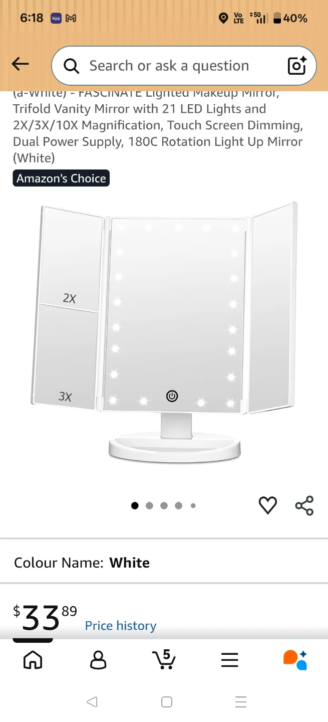 FASCINATE Lighted Makeup Mirror - White - photo 3