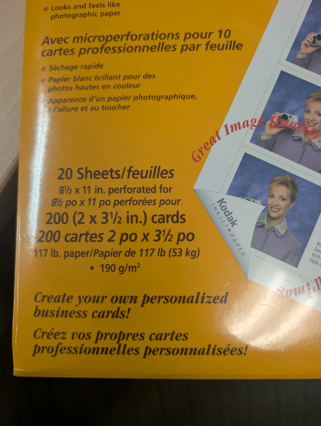 Kodak Inkjet Photo Paper for Business Cards - photo 2