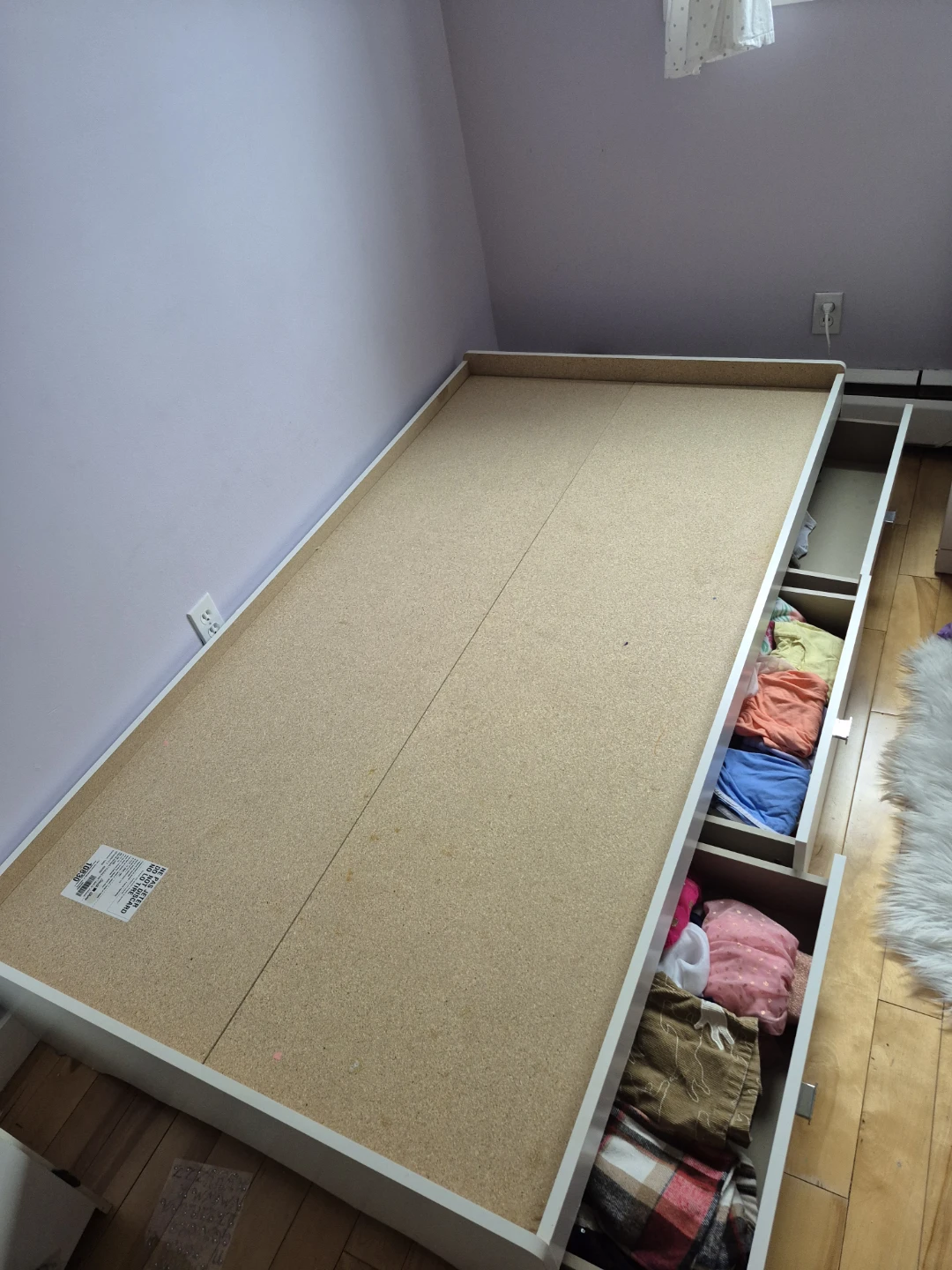 White Twin Storage Bed Frame with Drawers