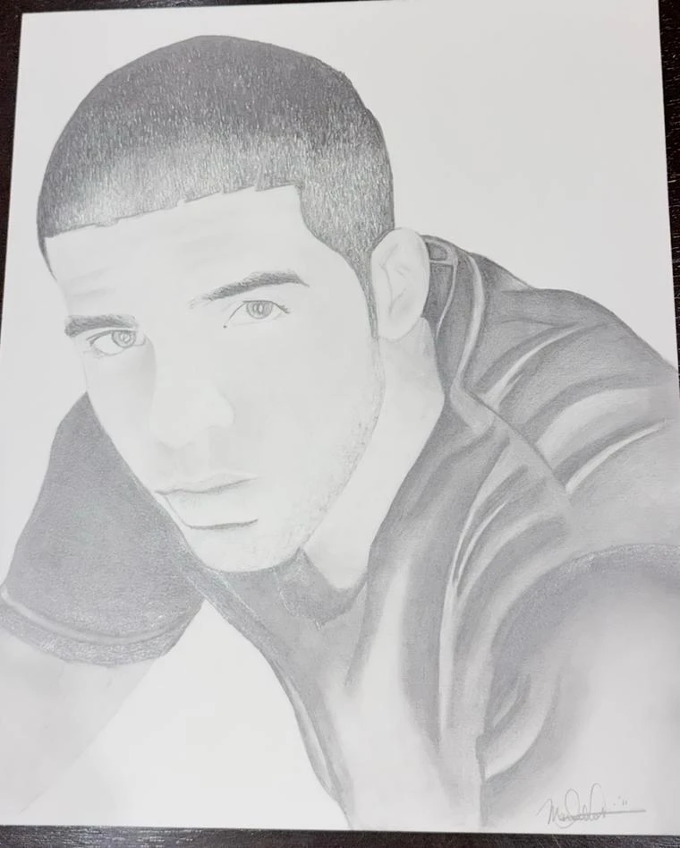 Pencil Sketch Portrait of Drake