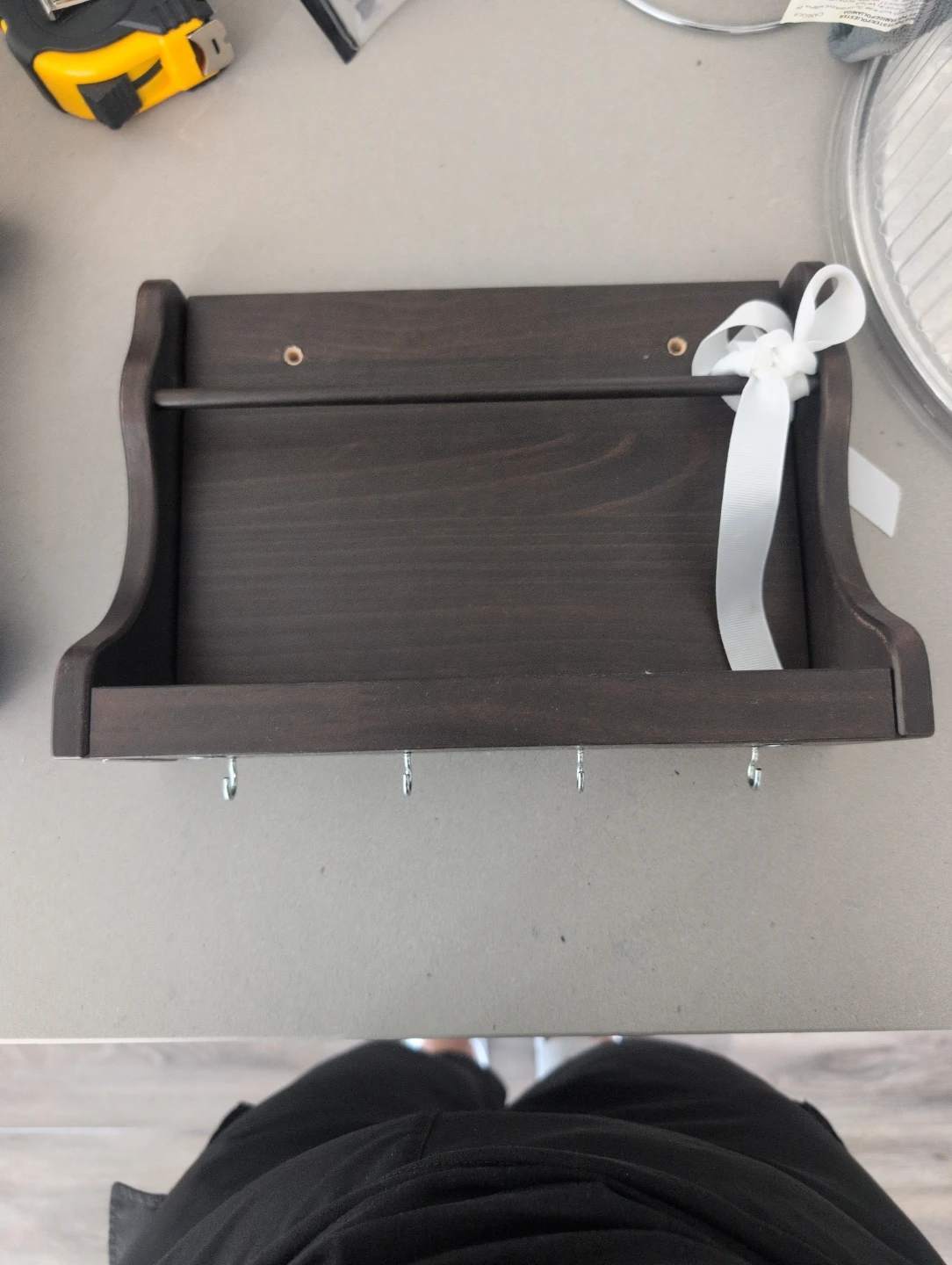Wooden Key Holder Wall Shelf with Hooks - Ikea