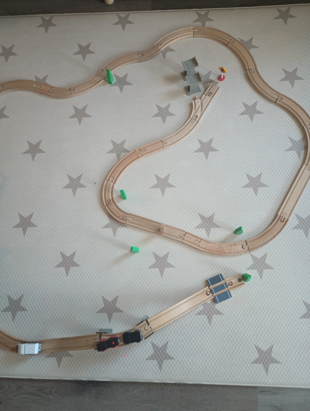 Wooden Train Track Set with Bridge and Multiple Trains - photo 4