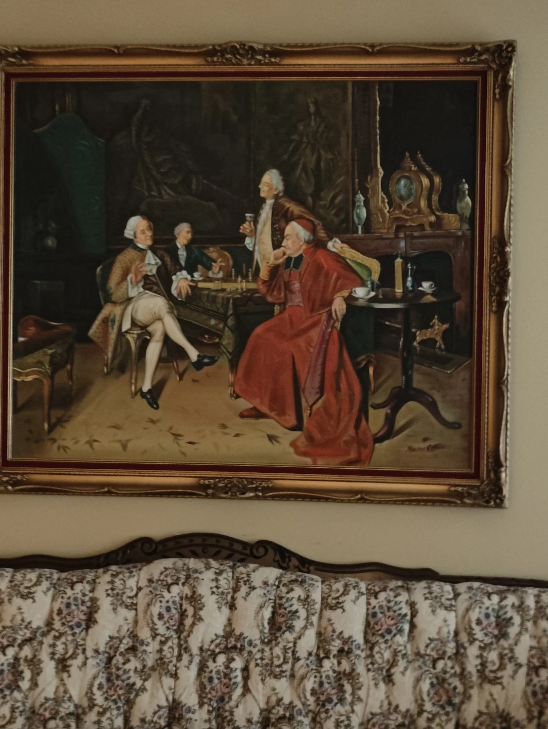 Framed Painting of Gentlemen Gathering