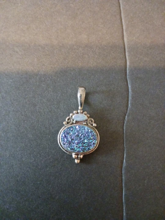 Sajen Sterling Silver Blue Druzy Pendant with Opal - photo 3