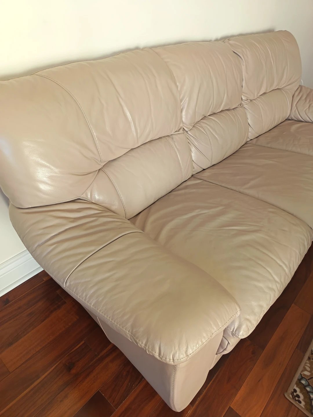 Beige Leather Sofa - photo 3