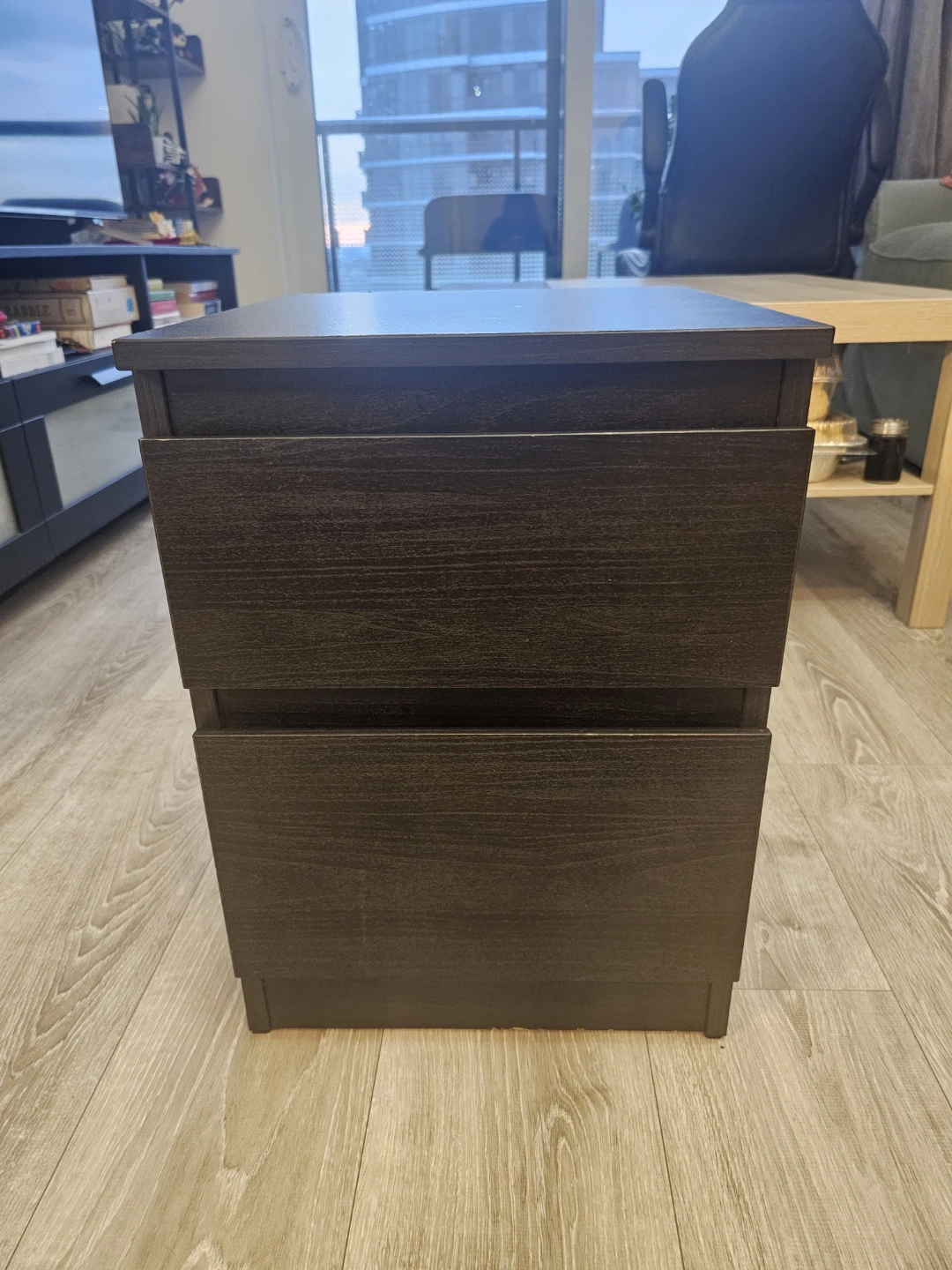 IKEA Dark Brown 2-Drawer Nightstand Bedside Table Drawer ⚽