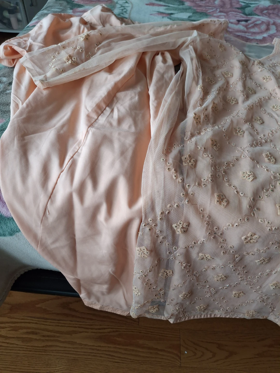 Peach embroidered dress