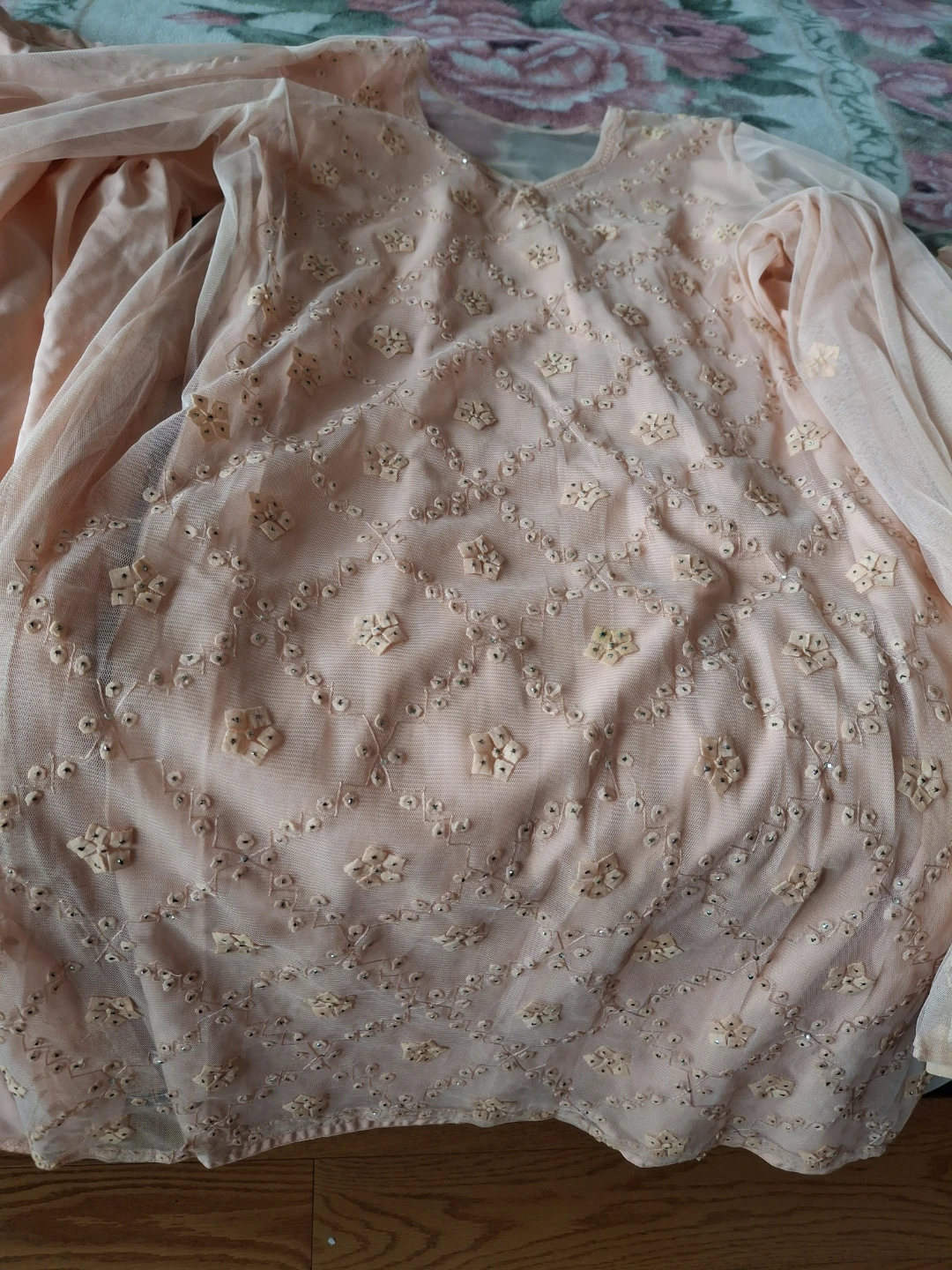 Peach embroidered dress - photo 3