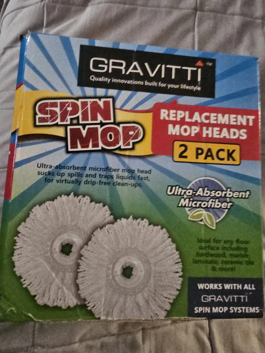 Gravitti Spin Mop Replacement Heads - 2 Pack